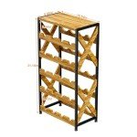 20-Bottle Freestanding Wooden Top Wine Rack