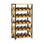 20-Bottle Freestanding Wooden Top Wine Rack