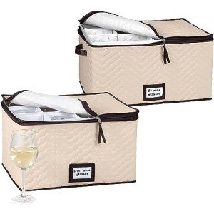 Wine Glass Storage Bins with Dividers - 12 Glasses