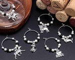 Set of 6 Silver Dog Wine Glass Charms