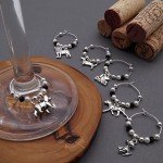 Set of 6 Silver Dog Wine Glass Charms