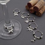 Set of 6 Silver Dog Wine Glass Charms