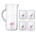 Flamingo Pitcher & Glasses Set for Entertaining