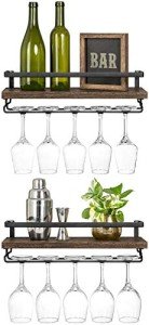 Mkono Rustic Wall Mounted Wine Rack Set of 2