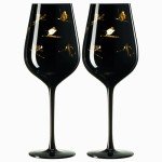 Skiing Theme Crystal Stemmed Wine Glass Set