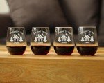 Rustic Cabin-Theme Stemless Wine Glasses - Set of 4