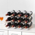 12-Bottle Freestanding Wooden Wine Rack Organizer
