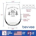 Rustic Cabin-Theme Stemless Wine Glasses - Set of 4