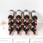 12-Bottle Freestanding Wooden Wine Rack Organizer