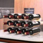 12-Bottle Freestanding Wooden Wine Rack Organizer