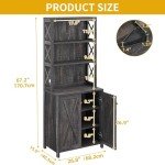 67" Tall Rustic Oak Wine Bar Cabinet