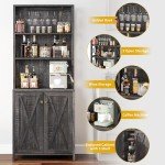 67" Tall Rustic Oak Wine Bar Cabinet