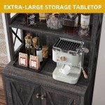 67" Tall Rustic Oak Wine Bar Cabinet