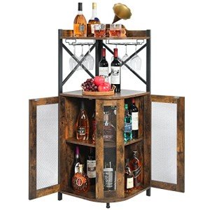 Rustic Industrial Wine and Liquor Bar Cabinet