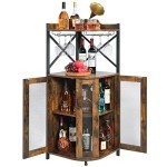 Rustic Industrial Wine and Liquor Bar Cabinet