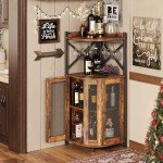 Rustic Industrial Wine and Liquor Bar Cabinet