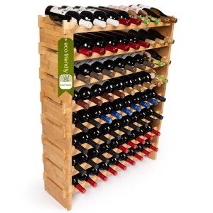 Modular 72-Bottle Bamboo Wine Rack - Stackable Storage