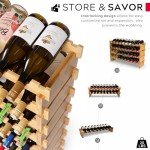Modular 72-Bottle Bamboo Wine Rack - Stackable Storage