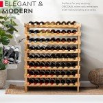 Modular 72-Bottle Bamboo Wine Rack - Stackable Storage