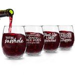 Funny Wine Glasses Set of 4 - Hilarious Gifts