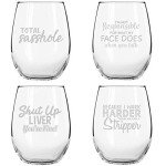 Funny Wine Glasses Set of 4 - Hilarious Gifts