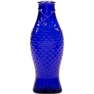 Elegant Clear Dark Blue Glass Water Pitcher