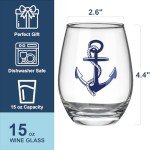 Nautical Stemless Wine Glass Set of 4