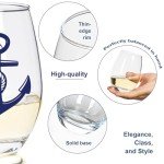 Nautical Stemless Wine Glass Set of 4