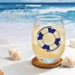 Nautical Stemless Wine Glass Set of 4