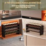 Bamboo 8-Tier Freestanding Wine Rack Holder