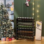 Bamboo 8-Tier Freestanding Wine Rack Holder
