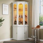 Modern Wine Cabinet with LED Lights & Glass Door