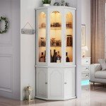Modern Wine Cabinet with LED Lights & Glass Door