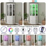 Modern Wine Cabinet with LED Lights & Glass Door
