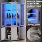 Modern Wine Cabinet with LED Lights & Glass Door