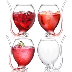 Vampire Wine Glass Set with Straw – 4 Pack