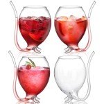 Vampire Wine Glass Set with Straw – 4 Pack