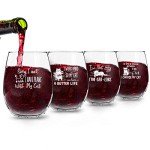 Funny Cat Stemless Wine Glasses - Set of 4