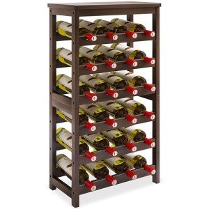 24-Bottle Bamboo Wine Rack with Tabletop Shelf
