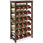 24-Bottle Bamboo Wine Rack with Tabletop Shelf