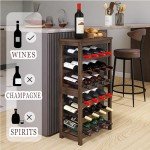 24-Bottle Bamboo Wine Rack with Tabletop Shelf