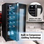 NutriChef 12-Bottle Wine Cooler with Touchscreen Control