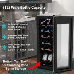NutriChef 12-Bottle Wine Cooler with Touchscreen Control