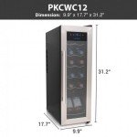 NutriChef 12-Bottle Wine Cooler with Touchscreen Control