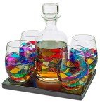 Hand Painted Wine & Whiskey Decanter Gift Set