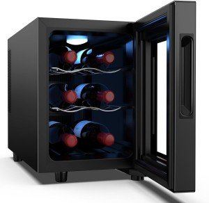 Compact 6-Bottle Wine Cooler with Digital Temperature