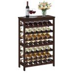 42-Bottle Bamboo Wine Rack with Tabletop Storage