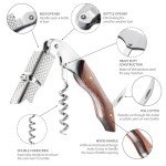 3-Pack Waiter's Corkscrew Wine Key with Leather Pouch