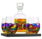 Hand Painted Wine & Whiskey Decanter Gift Set