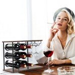MOOACE Freestanding Wine Rack for 6 Bottles & Glasses